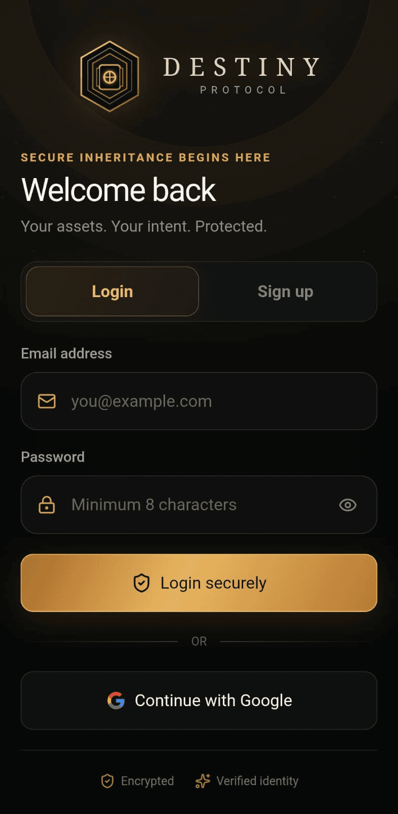 Destiny Protocol app screen 1