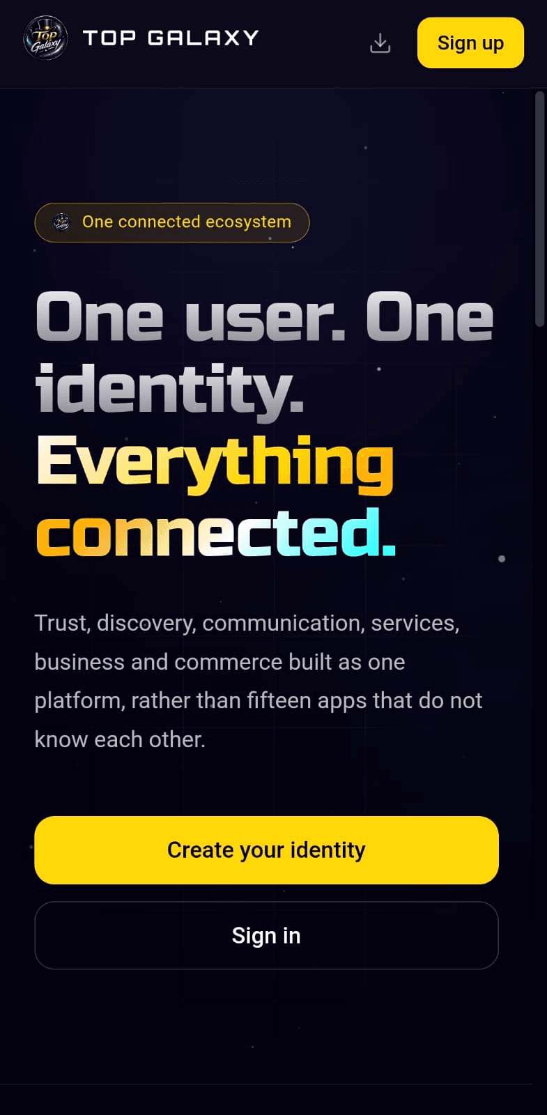Top Galaxy Ecosystem app screen 1